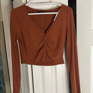 Love Tree Women's Rust Button-Up Top